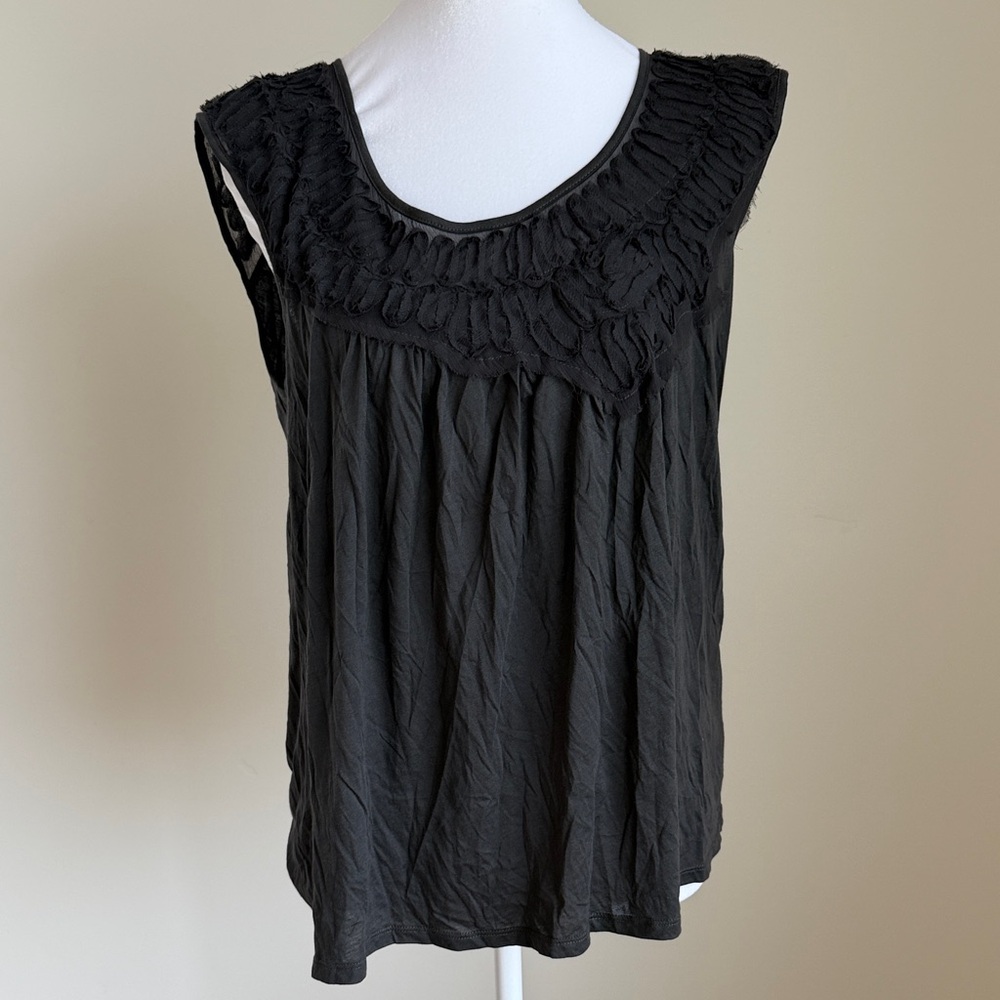 Anthropologie Black Textured Sleeveless Top